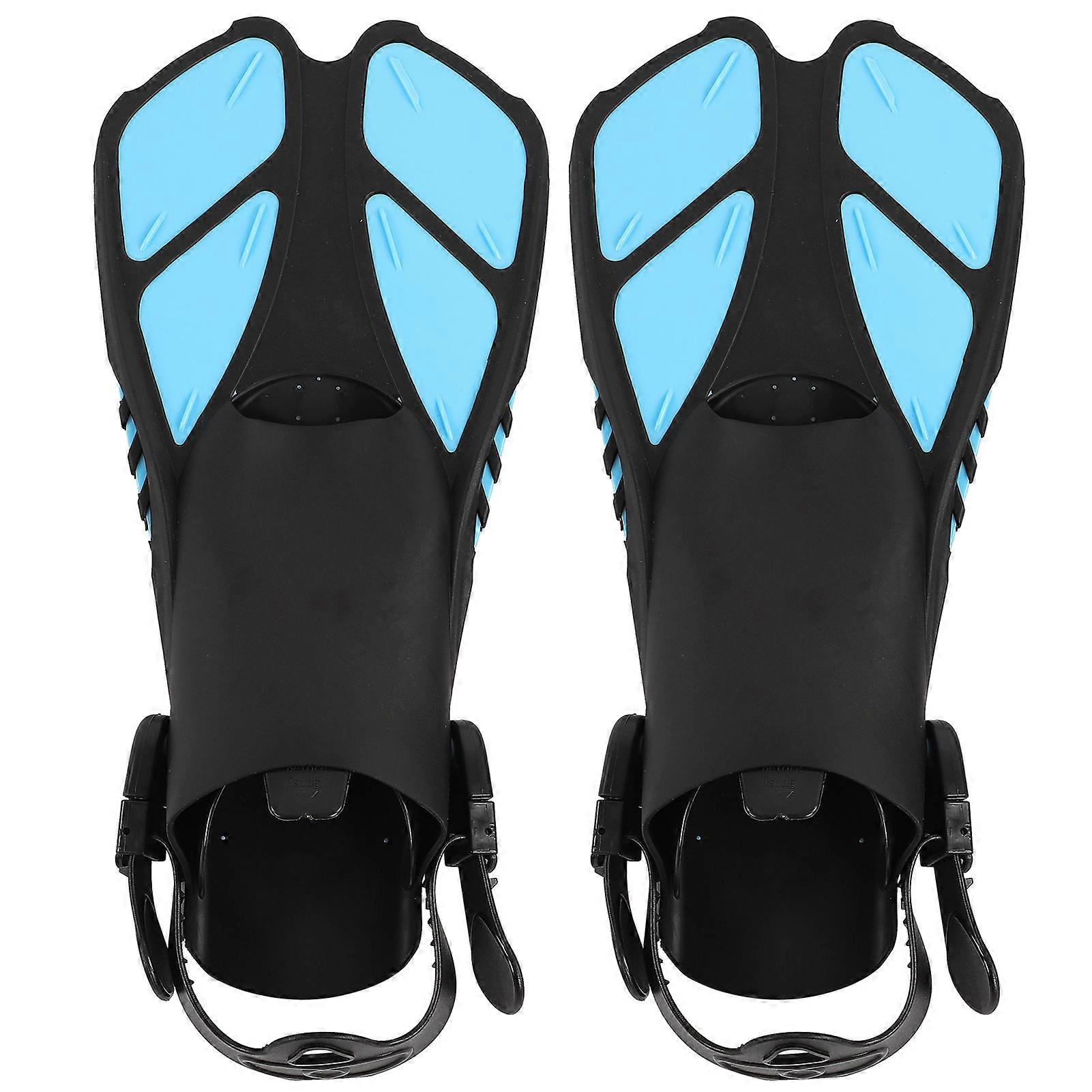 1 Pair Adjustable Diving Fins Soft Tpr Open Heel Long Swimming Flippers For Snorkelingxl