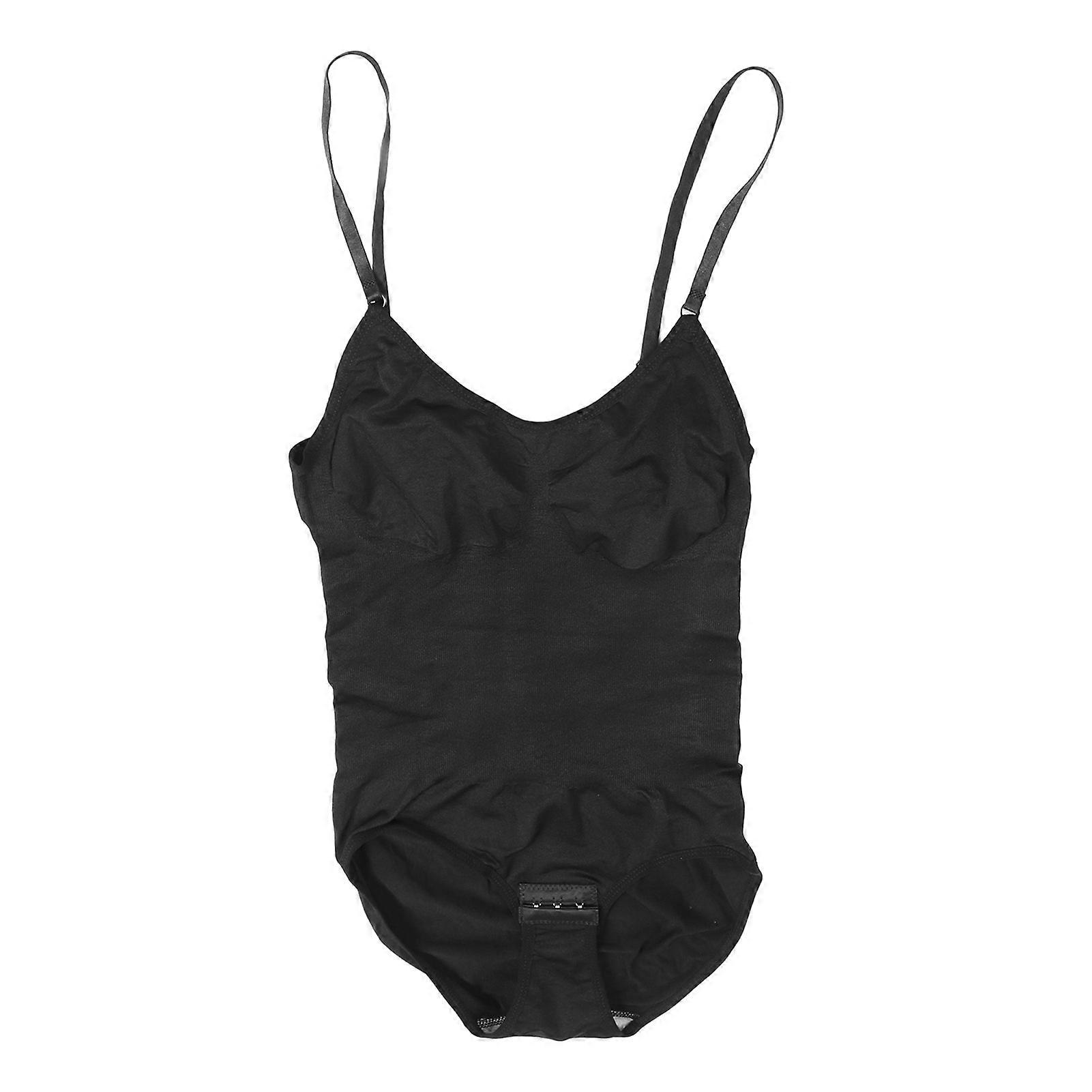 Kvinnor Ärmlös Bodysuit Slim Fitting Triangel Behå Spänne Spärr Trosor En bit Underkläder Svart M