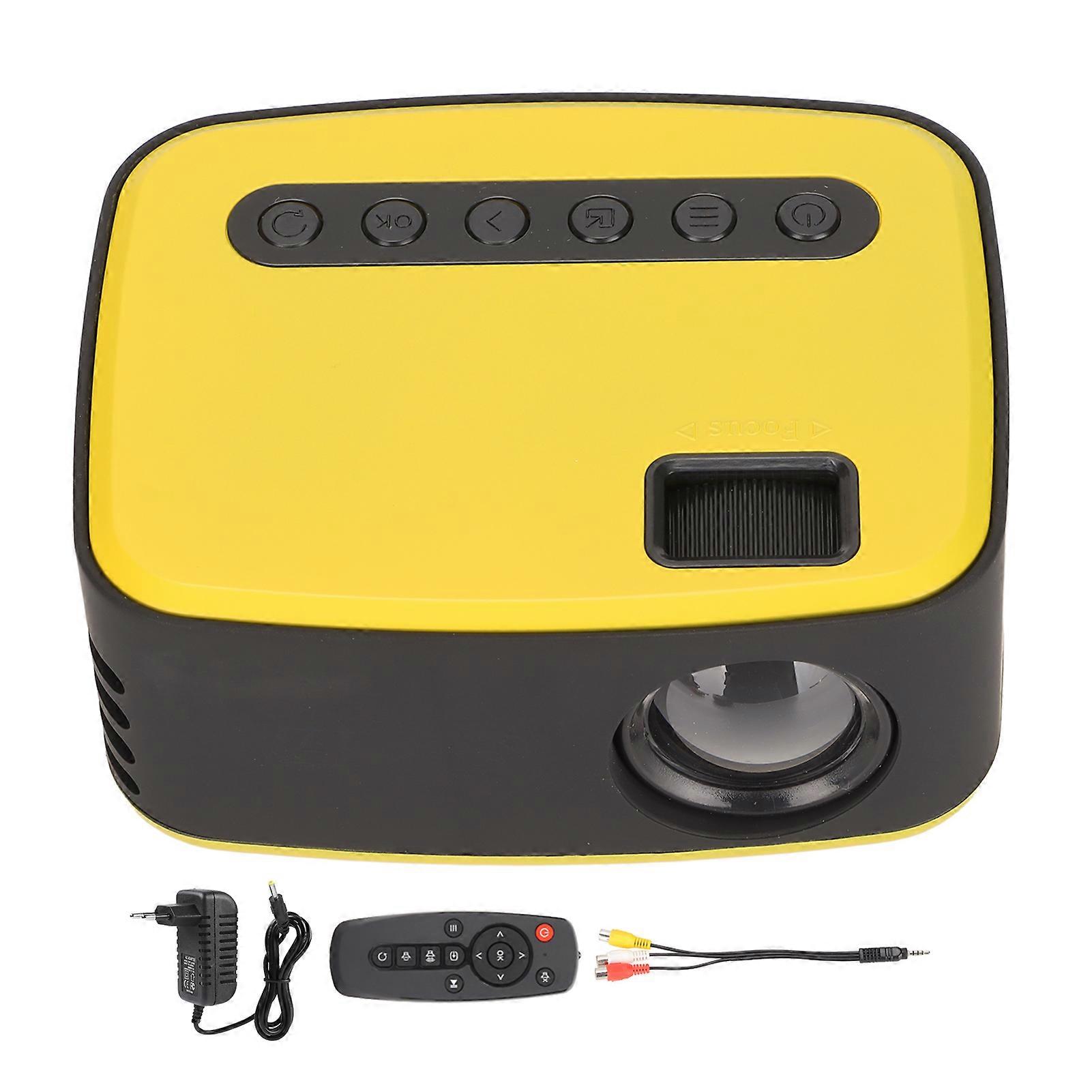 Mini Projector 1920x1080P Micro USB Interface 2W Speaker Black Yellow Portable Projector for Smartphone AV 100?240V EU Plug 100?240V