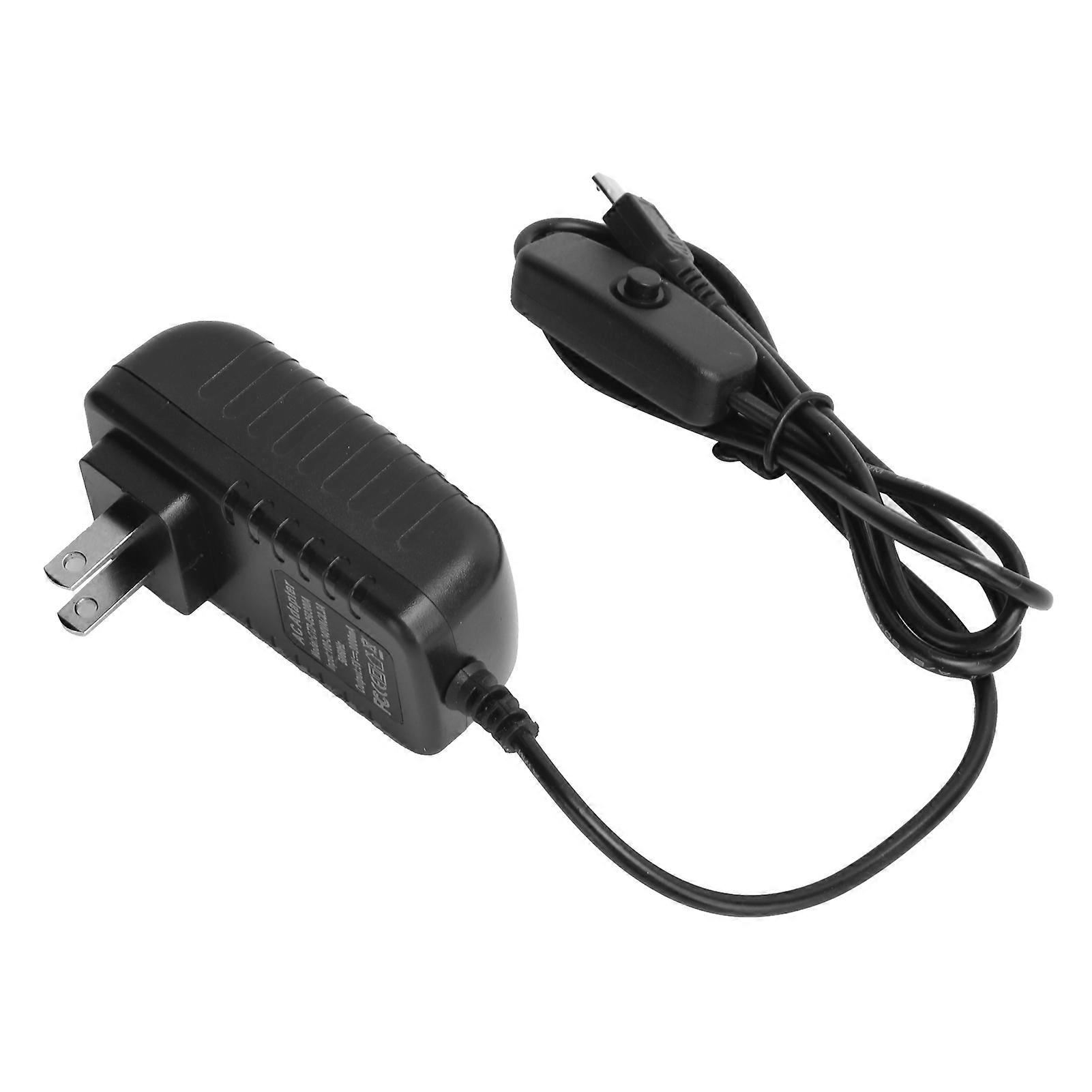 Power Supply for Raspberry Pi 5V 3A with Switch Button Integrated Micro USB Adapter 100240VUS Plug