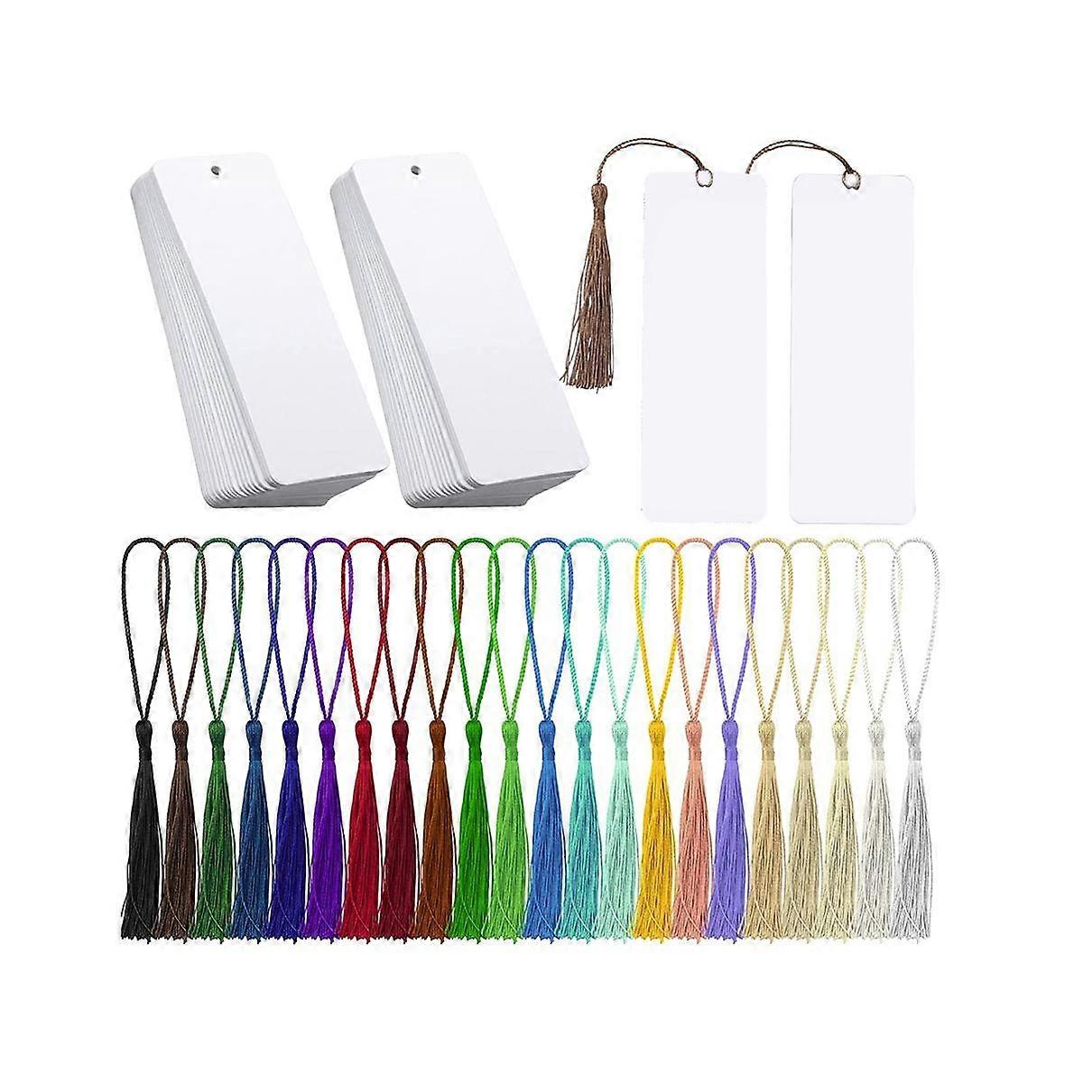 80Pcs Sublimation Bookmark Blank Heat Transfer Bookmarks DIY Bookmarks with Hole and Colorful Tasse