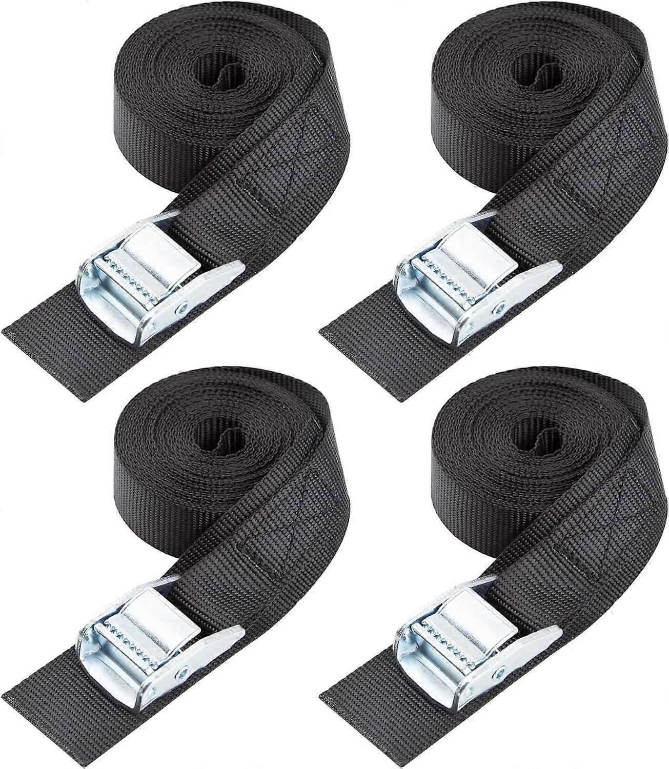 1.5" x 15ft Lashing Straps with Adjustable Cam Buckle Cargo Tie Down with Protective Pad  4 Pack  Black