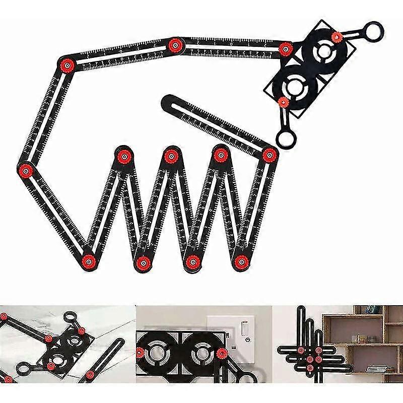 Multi-angle Measuring Ruler, 12 Sides Precise Aluminum Alloy, Jig Layout Tool With Punch, Drilling Tool For Builders, Craftsmen-Yvan
