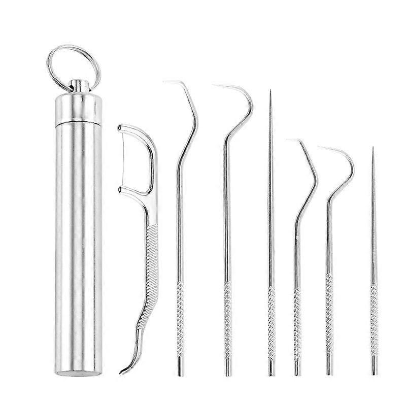 Stainless steel toothpick set, silver, size as shown