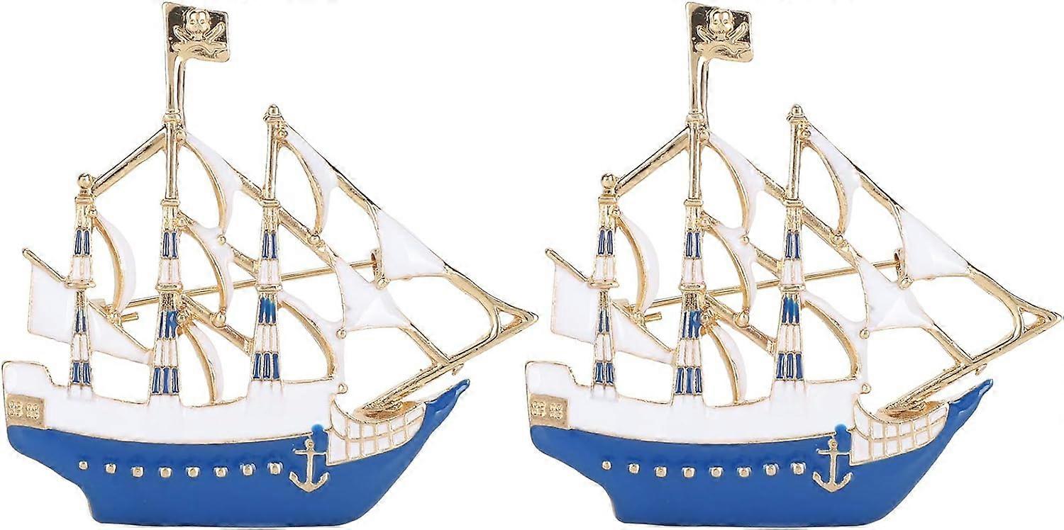 2025,2パックセーリングブローチ、メタルカートゥーンブローチエナメルピン服ラペルピンバッジジャケットデニムカラーバックパック用(ブルー)