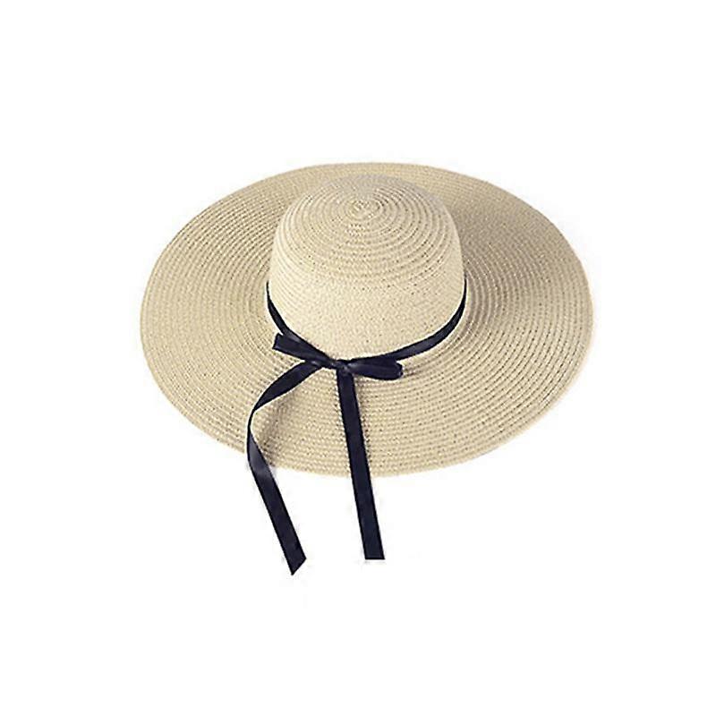 Bow sun hat, sun hat straw hat, beach hat (beige)