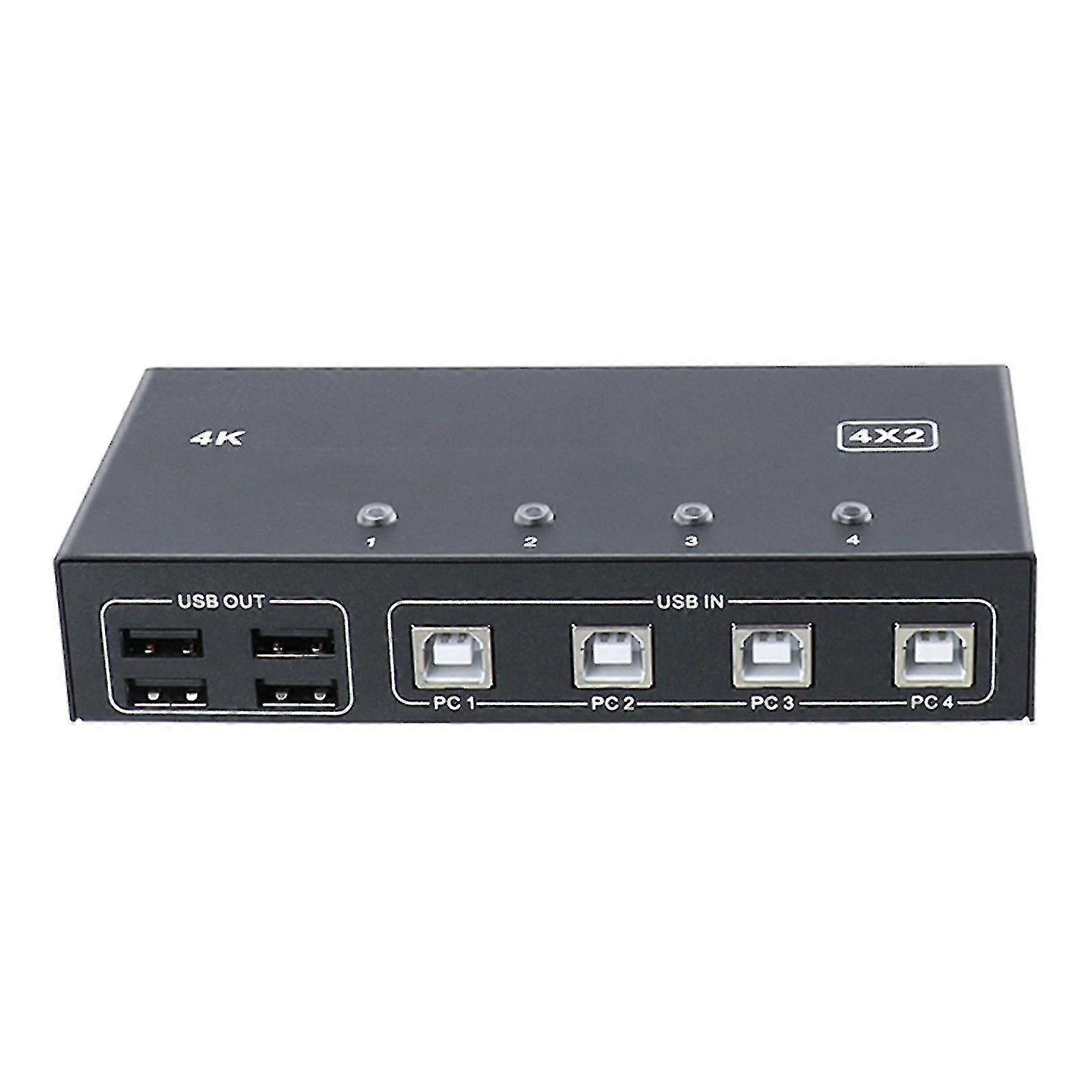 4 Port Usb Kvm Switch 4x2 4k@60hz Switcher Dual Monitor 4 Computer Keyboard Neb