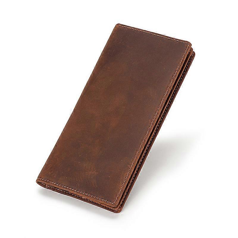 أعلى الحبوب الجلود الحد الأدنى محفظة طويلة للرجال خمر اليدوية بطاقة حامل Bifold سليم محفظة هدية مربع