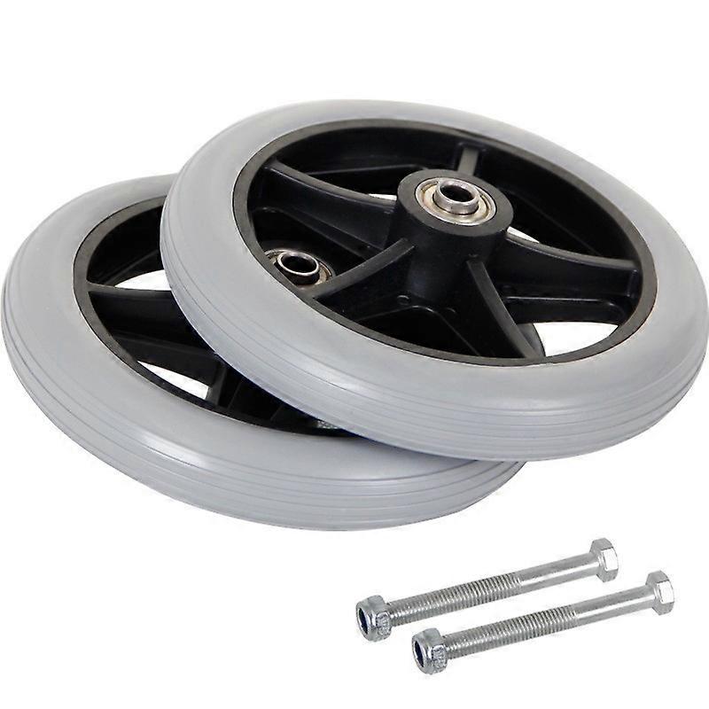 Solid 6 Inch Wheel for Wheelchair & Walker, Rear Wheel Replacement (Gray)