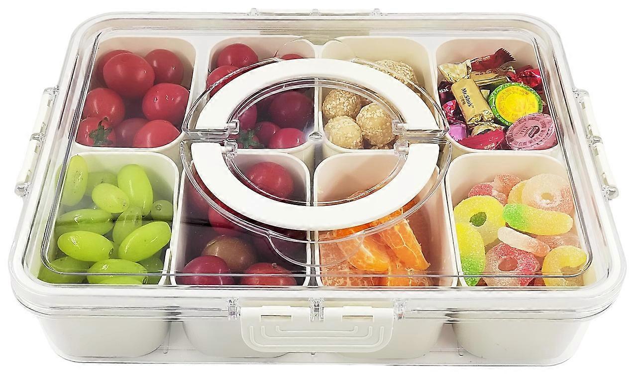 Snack Box, Divided Serving Tray with Lid and Handle Snackle Box