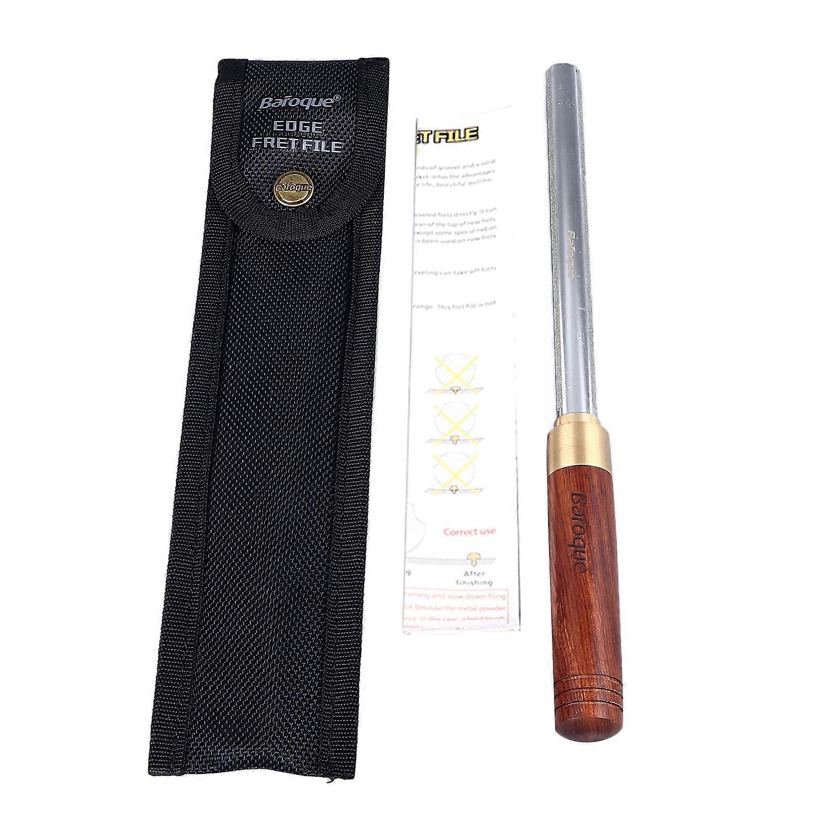 Guitar Fret File with Slot Wood Handle Carbon Steel Portable File Stringed Instrument Maintenance Tool