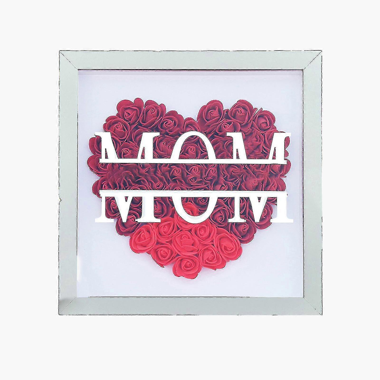 Anyák napi virágok ajándék anyának Virágos árnyékdoboz fali művészet Rose 3d pillangó fal Dcor keretes fali művészet születésnapi ajándék