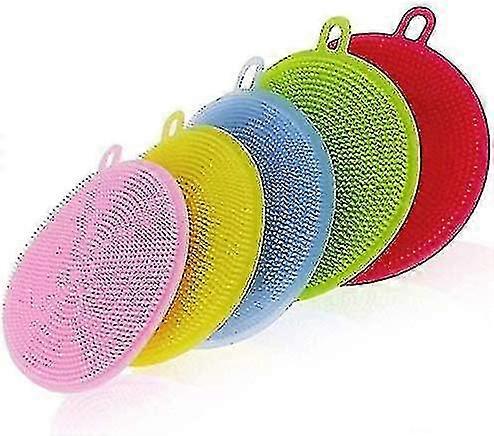 5pcs Silicone Éponge Silicone Scrubber Multipurpose Antibacterial Kitchen Scrub Brush