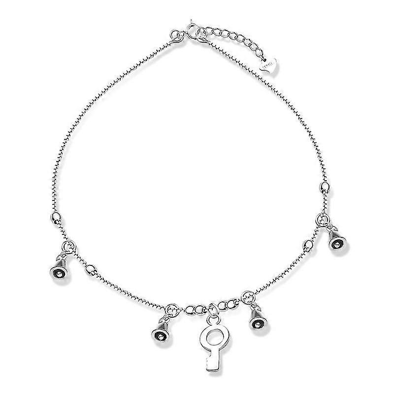 925 Sterling Silver Chain Anklets For Women Beach Party Key Anklets