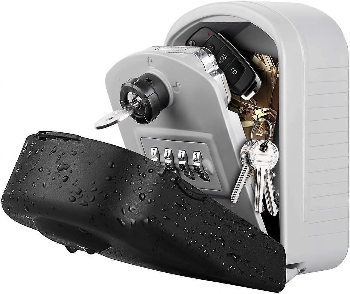 Secure Key Box Large Key Box with Code and Emergency Keys (Gray)