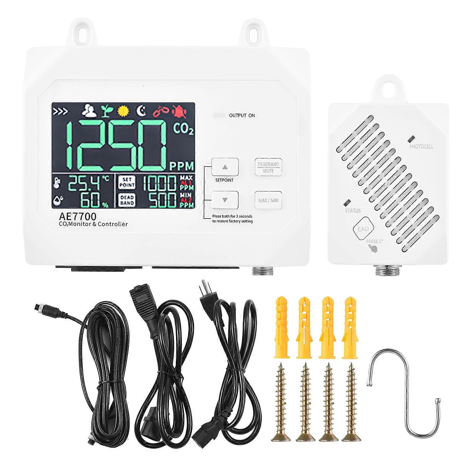 CO2 Monitor Controller CO2 Concentration Tester Controller 0~9999ppm Measuring Range with Human &amp; Plant Mode Air Quality Monitor