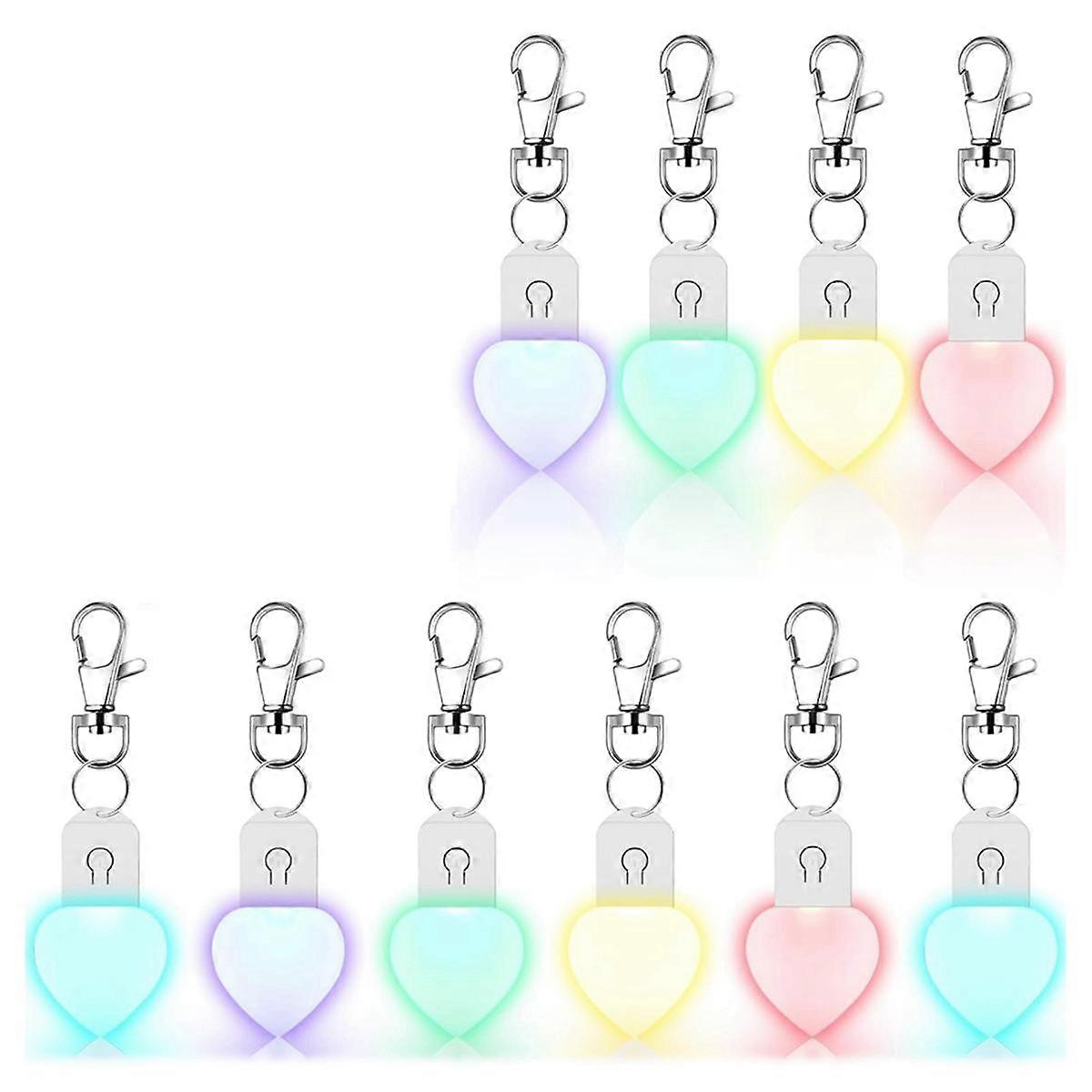 10 Pcs LED Sublimation Blank Keychain Lighted Heart Shape Transfer Keychain Acrylic Heat Sublimatio