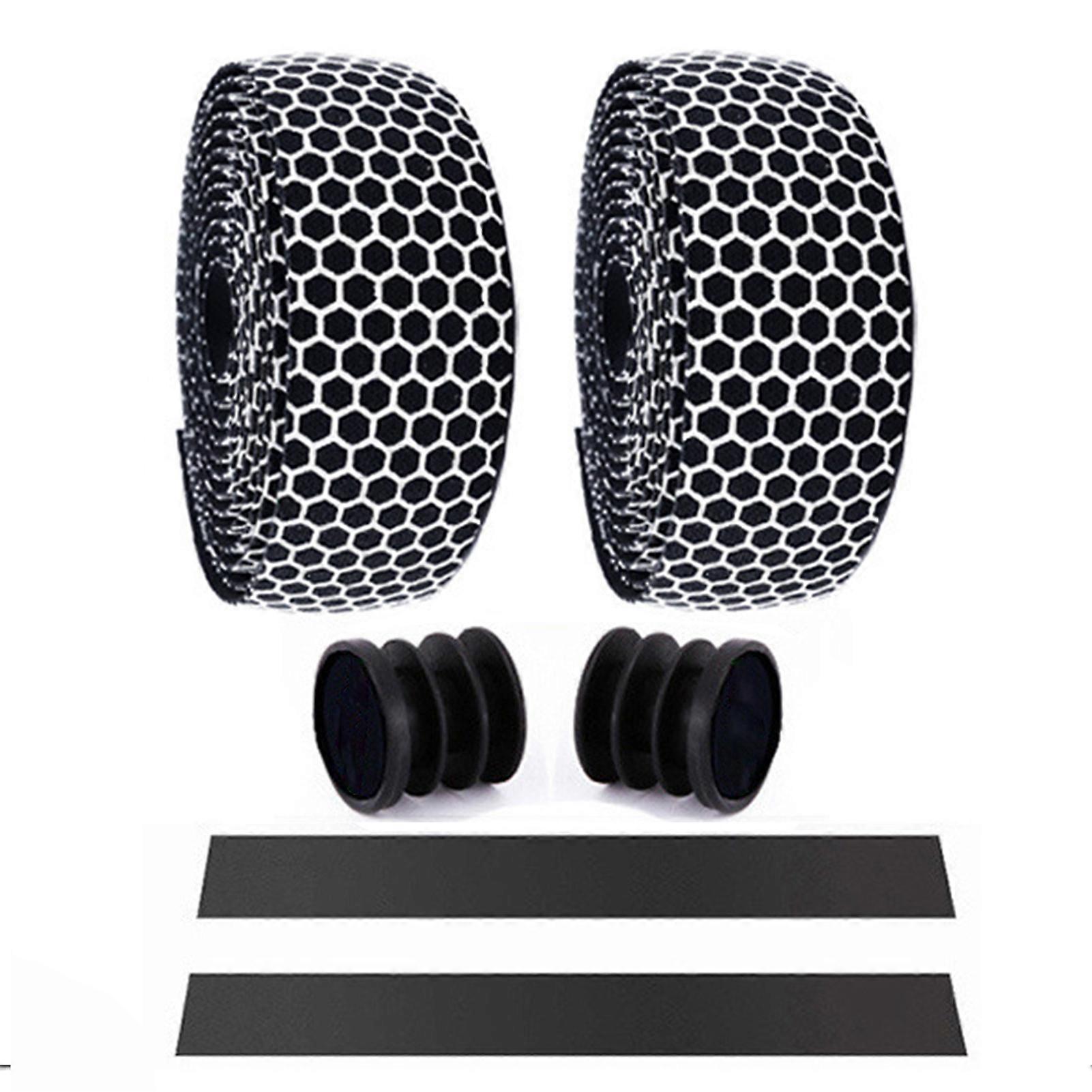 2Pcs Bike Honeycomb Design Handlebar Tapes Soft Breathable Belts with Bar Plugs KAESI