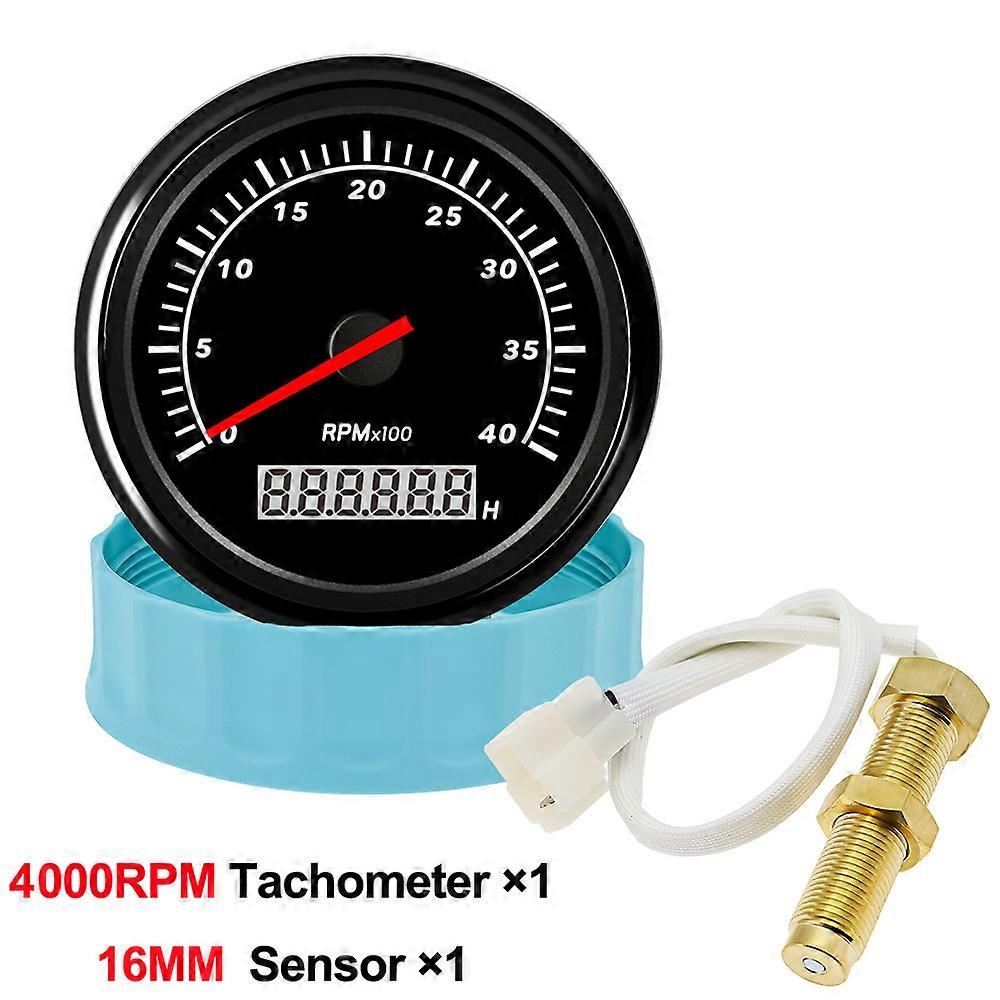 3000RPM-20000RPM Universal Motorcycle Speedometer 85mm Waterproof Tachometer Motorcycle+M16 Tachometer Sensor with LCD Hourmeter