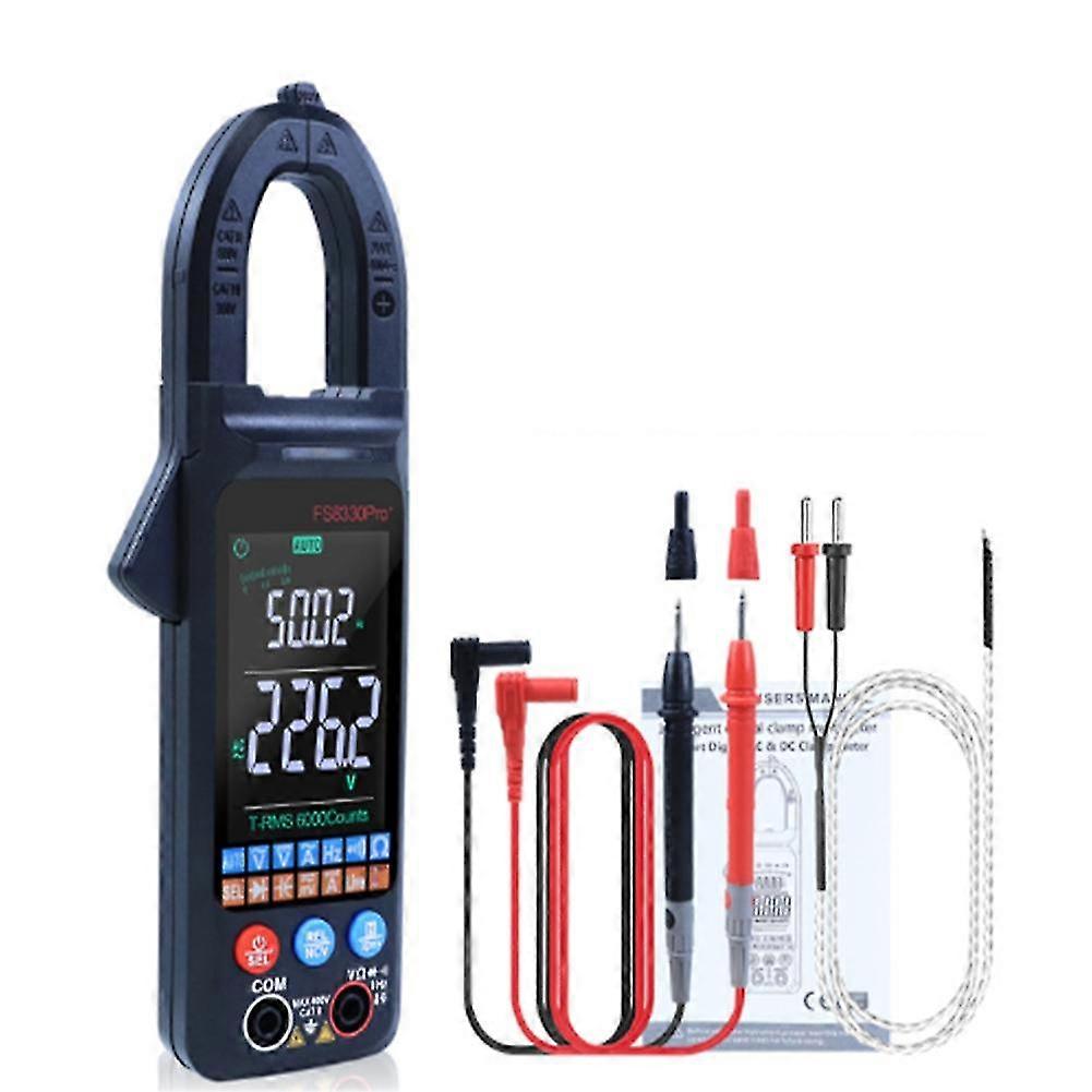 Dc/ac Current Digital Clamp Meter 6000 Counts 400a Amp Multimeter Color Screen Voltage Tester Fs833