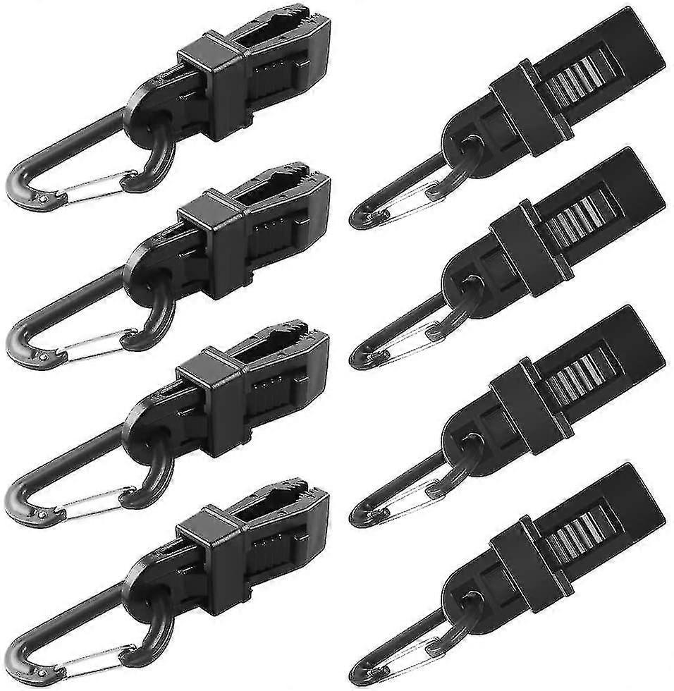 D-type Tarp Clip Awning Clips - Black - 8 Pack