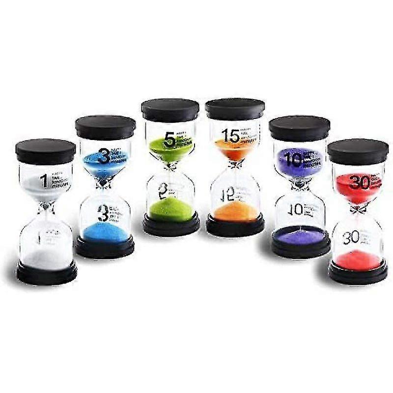 6 Colors Hourglass Set 1min / 3min / 5min / 10min / 15min / 30min Decoration Timepiece Timer For Children Classroom Kitchen Games