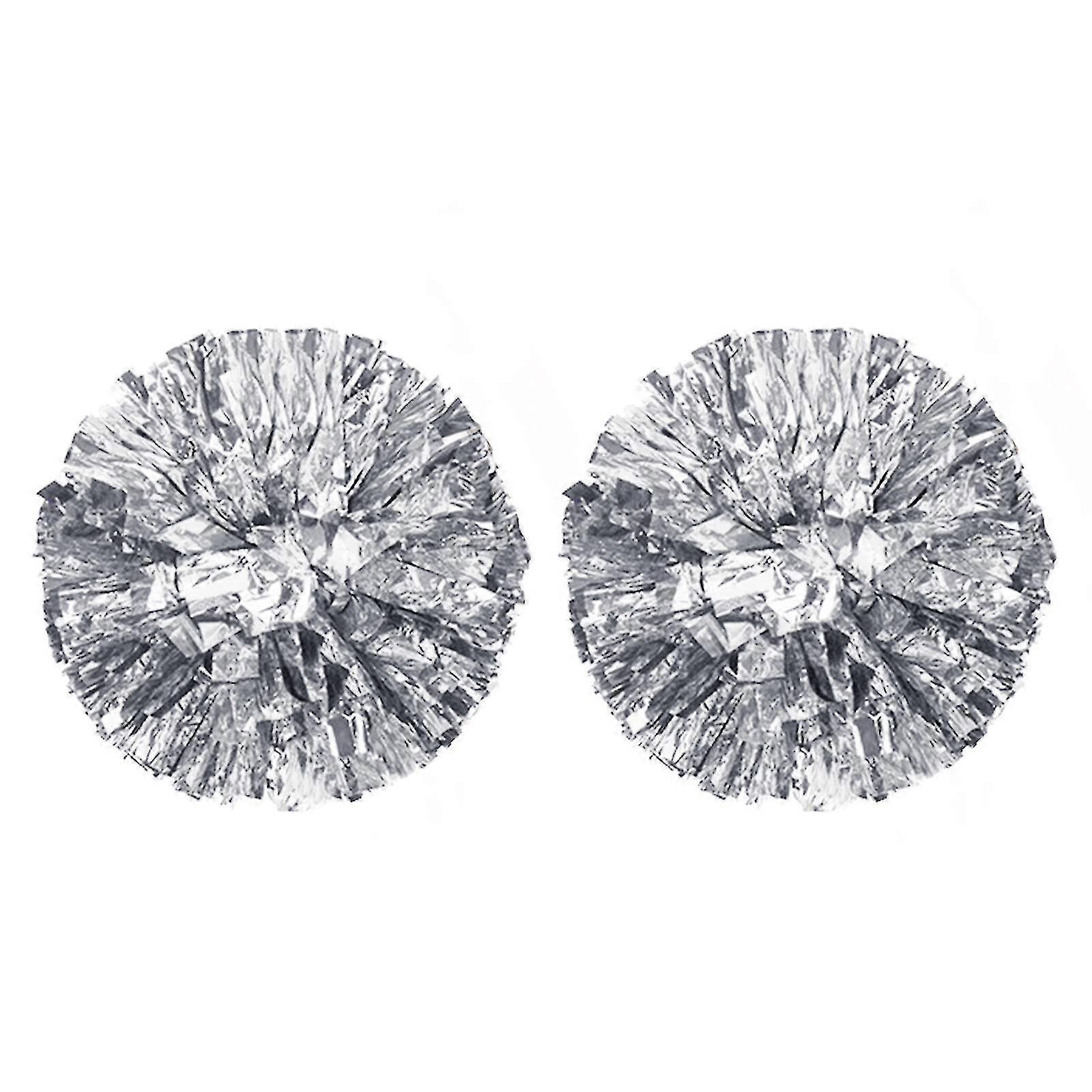 2 حزمة معدنية التشجيع بوم بوم المشجع فرقة التشجيع Pompoms الرقص يهتف البلاستيك بوم بومز للرياضة فريق روح الهتاف