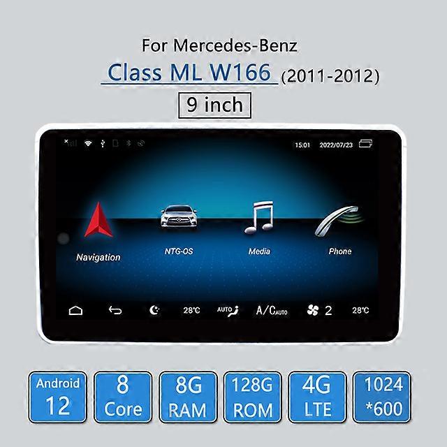 Για Mercedes Benz Class ML W166 GL X166 GL500 Android 12 αυτοκίνητο GPS πλοήγησης CarPlay Apple 2011 2015 DVD πολυμέσων Playe οθόνη