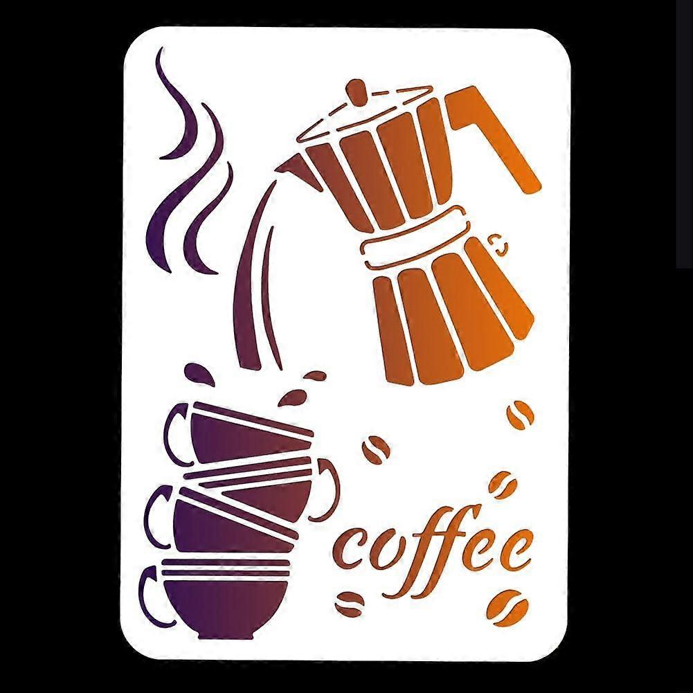 Coffee Painting Stencil 11.69x8.27 Inch Reusable Craft Stencils Hollow Out Drawing Painting Template for Painting on Wood Fabric Paper Walls Canvas Fu
