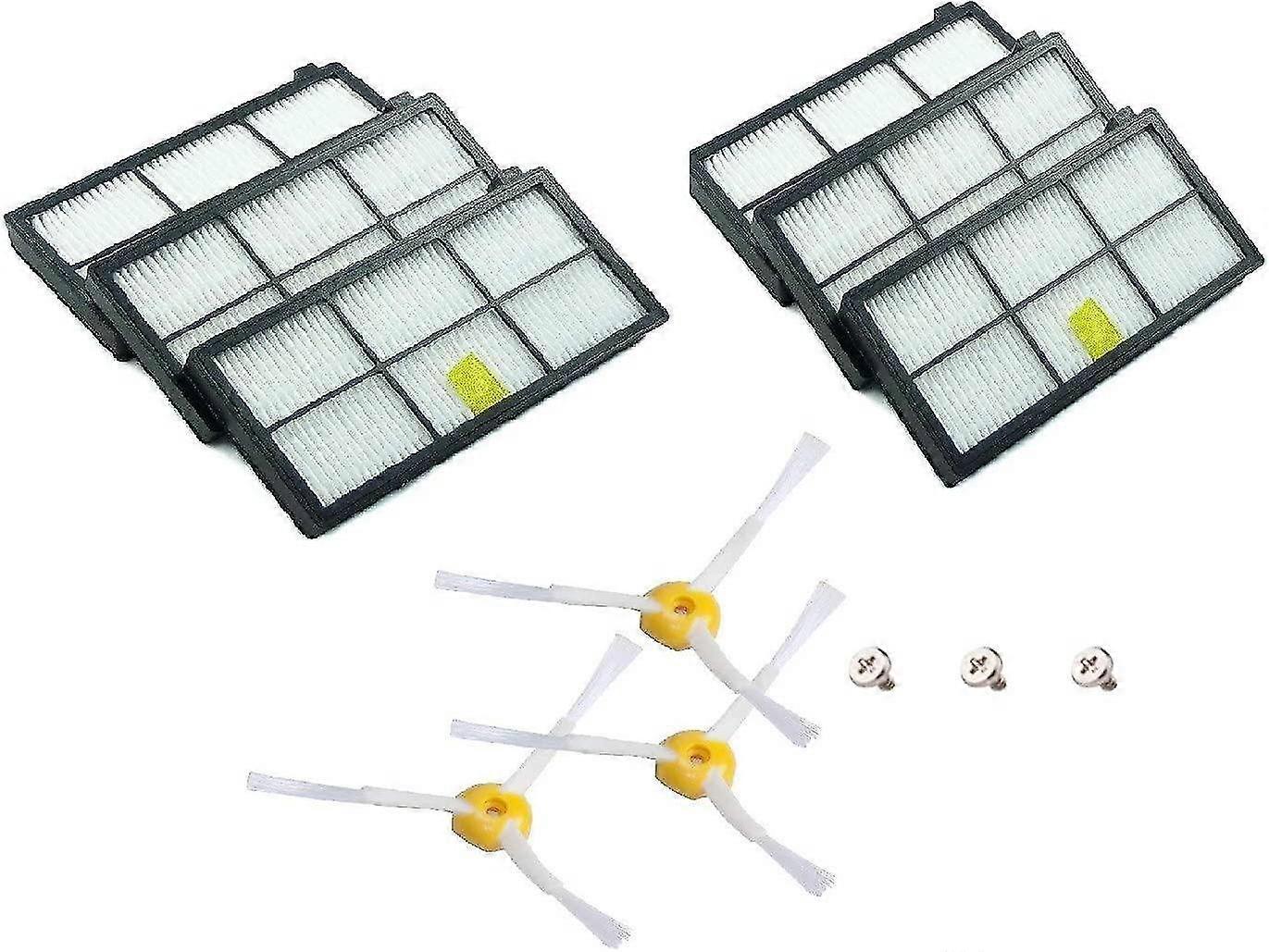 Spare Parts Kit for 6 filters and 3 3-Armada Brushes Compatible with iRobot Roomba 800 and 900 serie