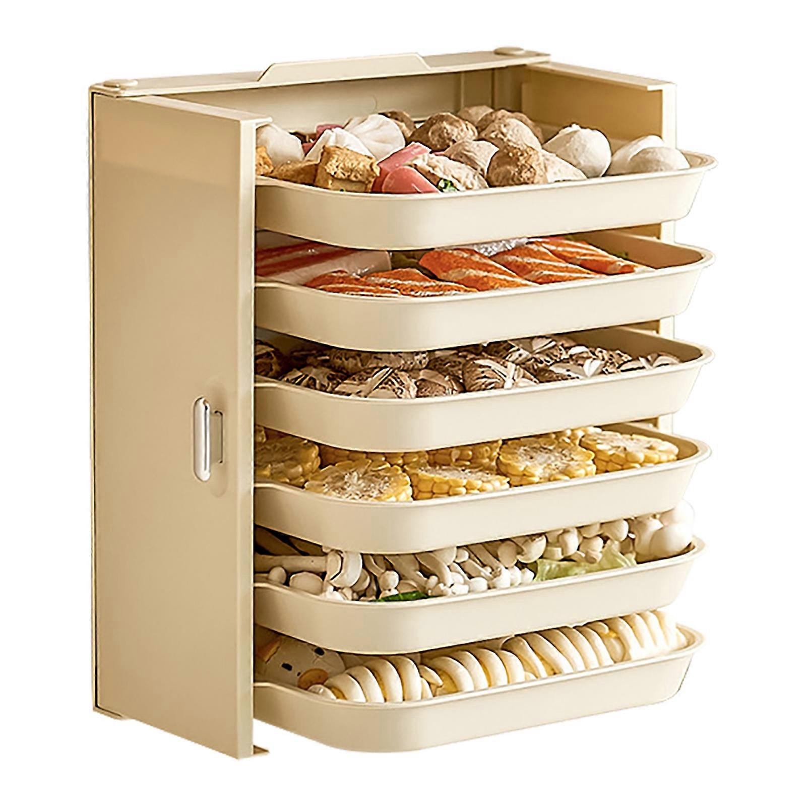 Collapsible White PP 6-Layer Vegetable Trays Set forKitchen Organization Storage