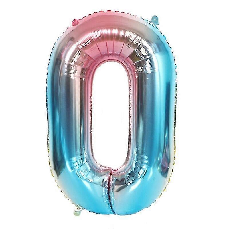 32 polegadas arco-íris rosa de ouro e prata folha de alumínio grande número de balão digital (como a imagem)
