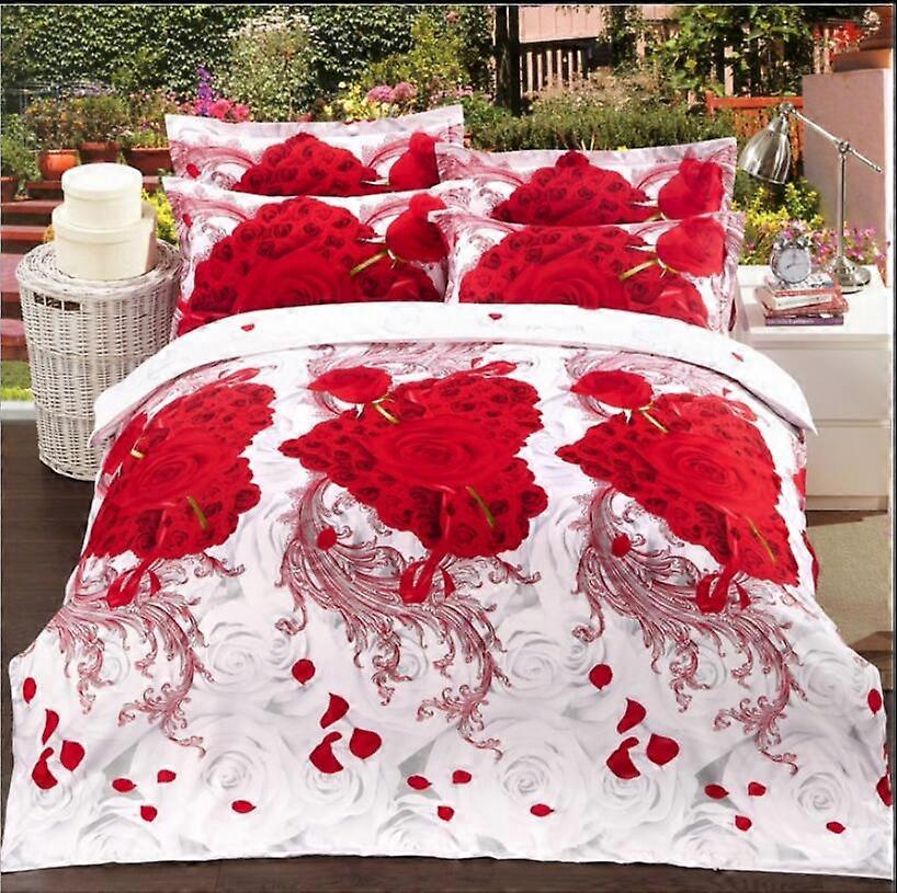 4pcs Suit 3D Reactive Dyeing Polyester Fiber Bedding Sets Queen King Size