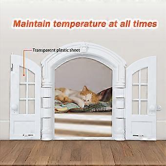 Purrfect Portal French cat door - stylish cat door without flap interior door for cats of average size up to 20 pounds, easy DIY installation, safe installation in minutes