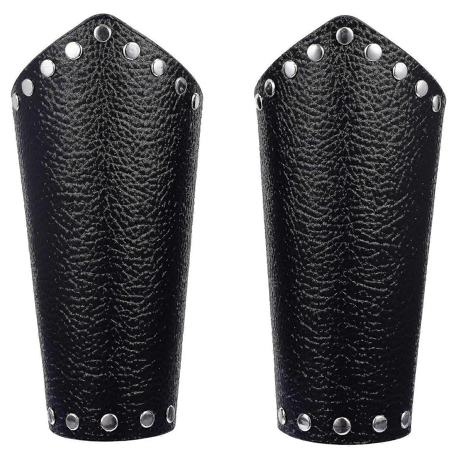 1 Pair Punk Warrior Wrist Armor Leather Gauntlet Wristband Medieval Bracers