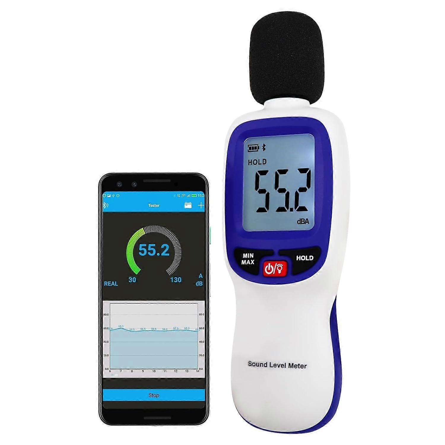 Decibel Meter Bluetooth, Digital Sound Level Reader with Data Logging,Smart Noise Decibel Meter 30dB