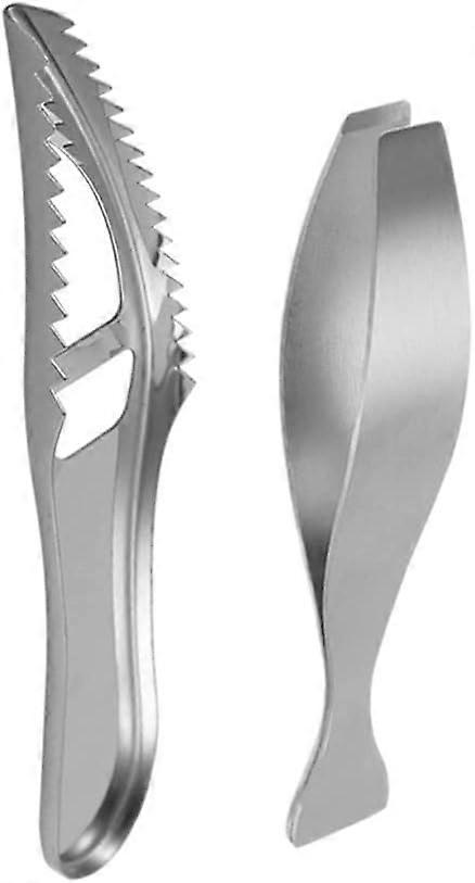 Stainless Steel Fish Scaler with Bottle Opener, Fish Scaler Tool and Fish Bone Tweezers Pre Tool Set