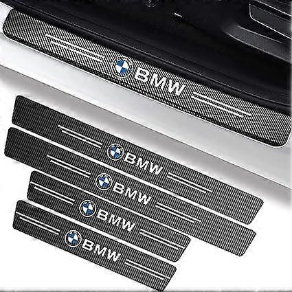 4 Car Door Sill Protector Film, Carbon Car Door Sill Protector, Door Step Sticker Compatible with BMW X1 X3 X7 X5 X6 1 3 5 6 Series Z4 7 M Series