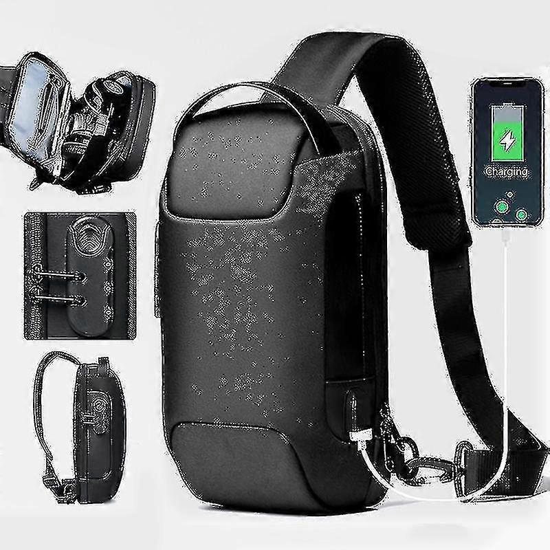 الرجال المضادة للسرقة حقيبة كروسبودي مع كلمة السر قفل USB شحن نظام مقاوم للماء أكسفورد القماش