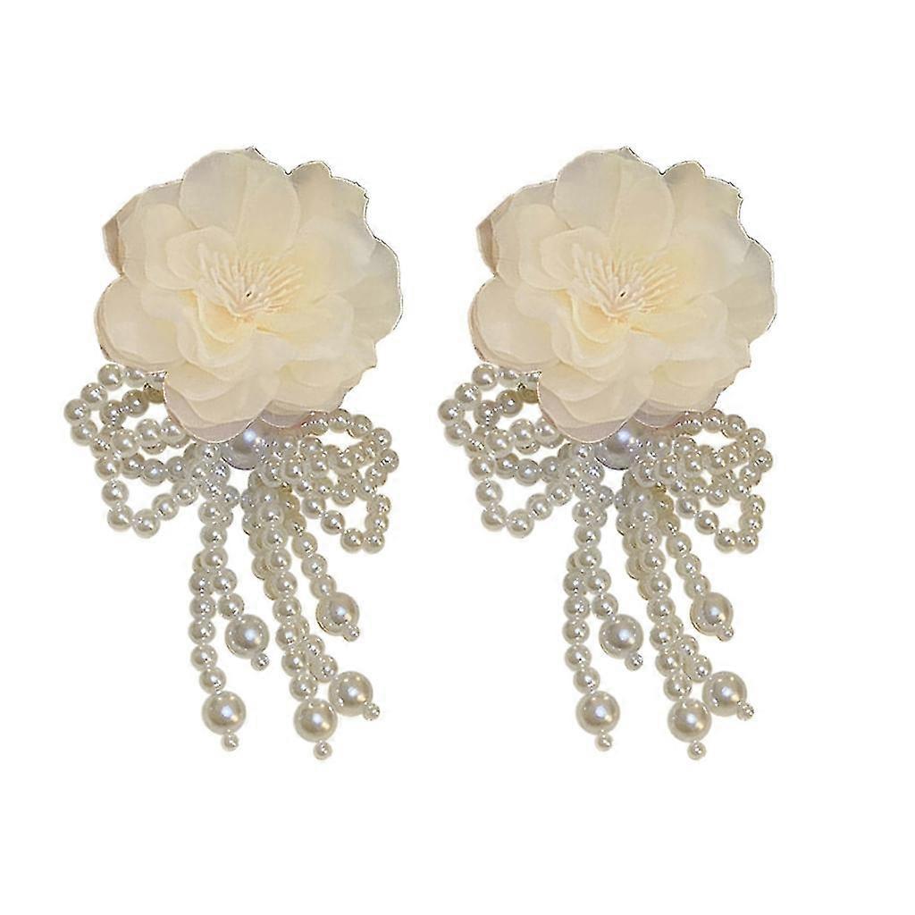 Boho Große Blumenohrringe Romantischer übertriebener Blumenperlen-Quasten-Ohrring