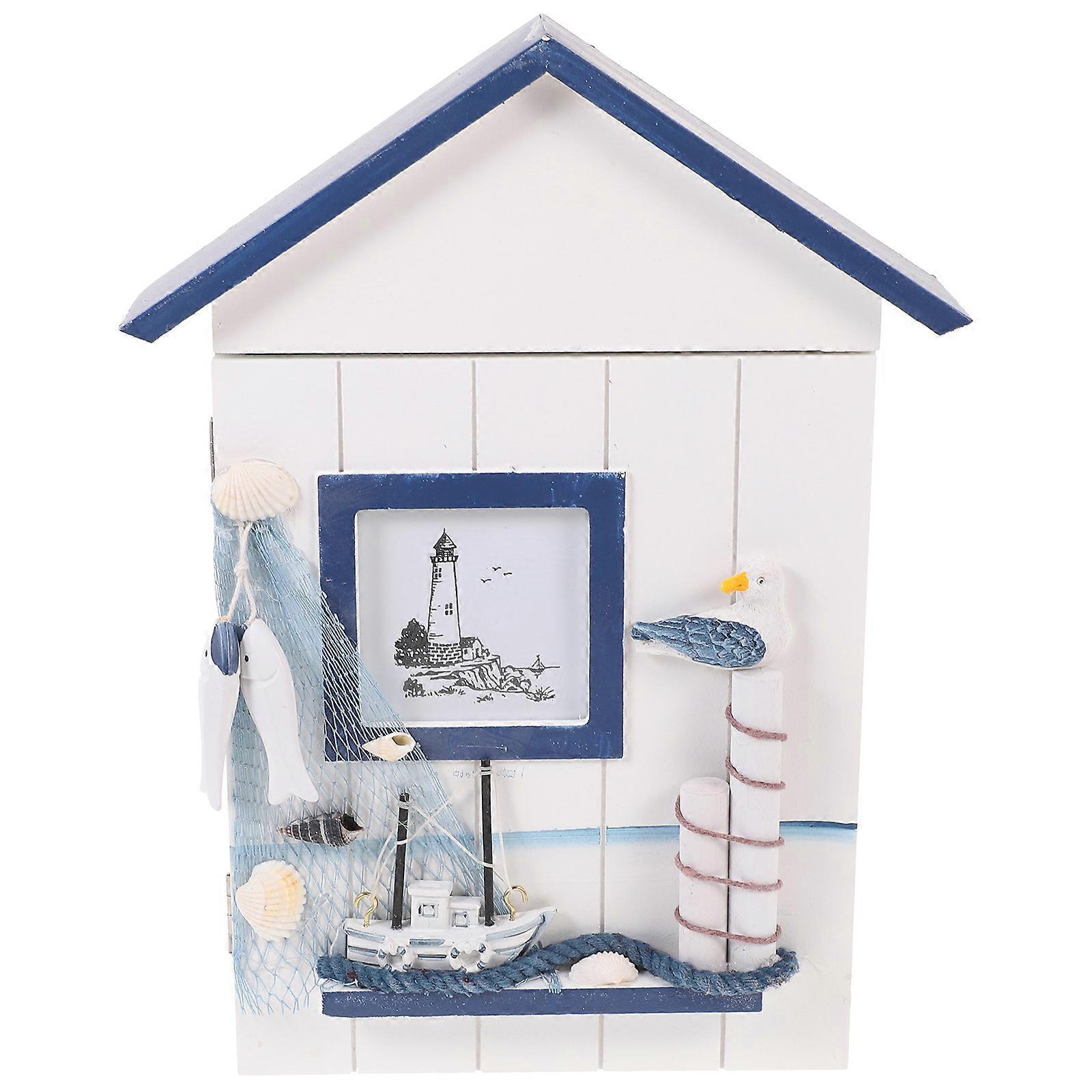 Ornament Storage Container Beach Theme Wall Statue Decorative Key Hook Wall Key Stand Decorative Mail Holder Key Organizer Rack