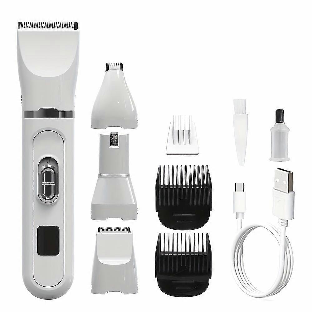 New style 1set 4 In 1 Dog Grooming Kit, Electric Pet Hair Trimmer, Low Noise Pet Shaver, USB Rechargeable Pet Clippers For Small Medium Dogs