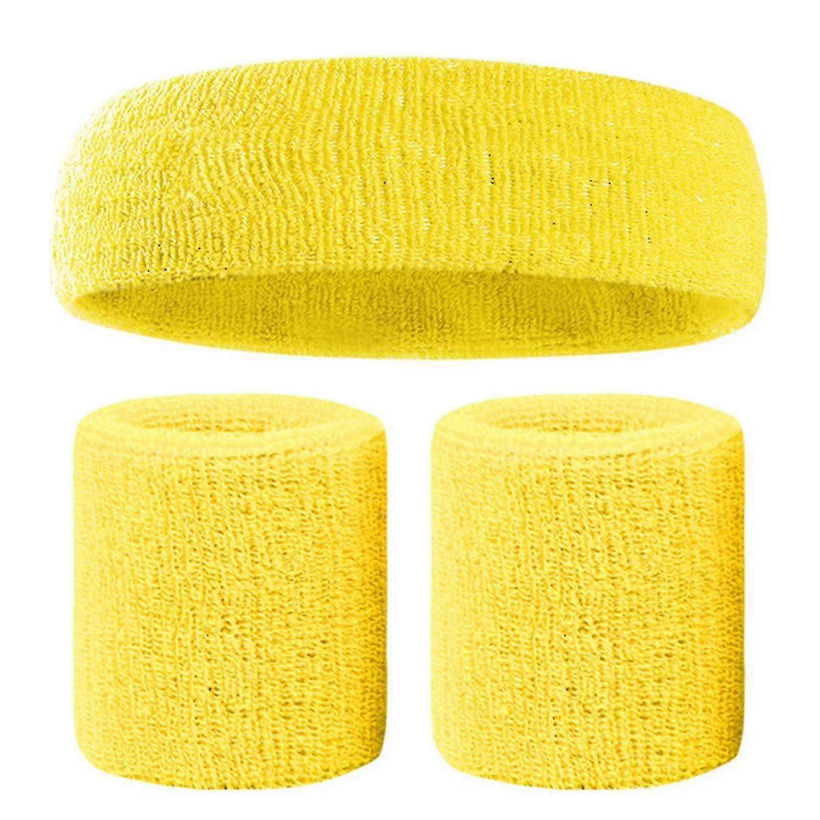 Sweatbands Set Colorful Headband Wristband Elastic Athletic Sweat Absorbing Sweatband For