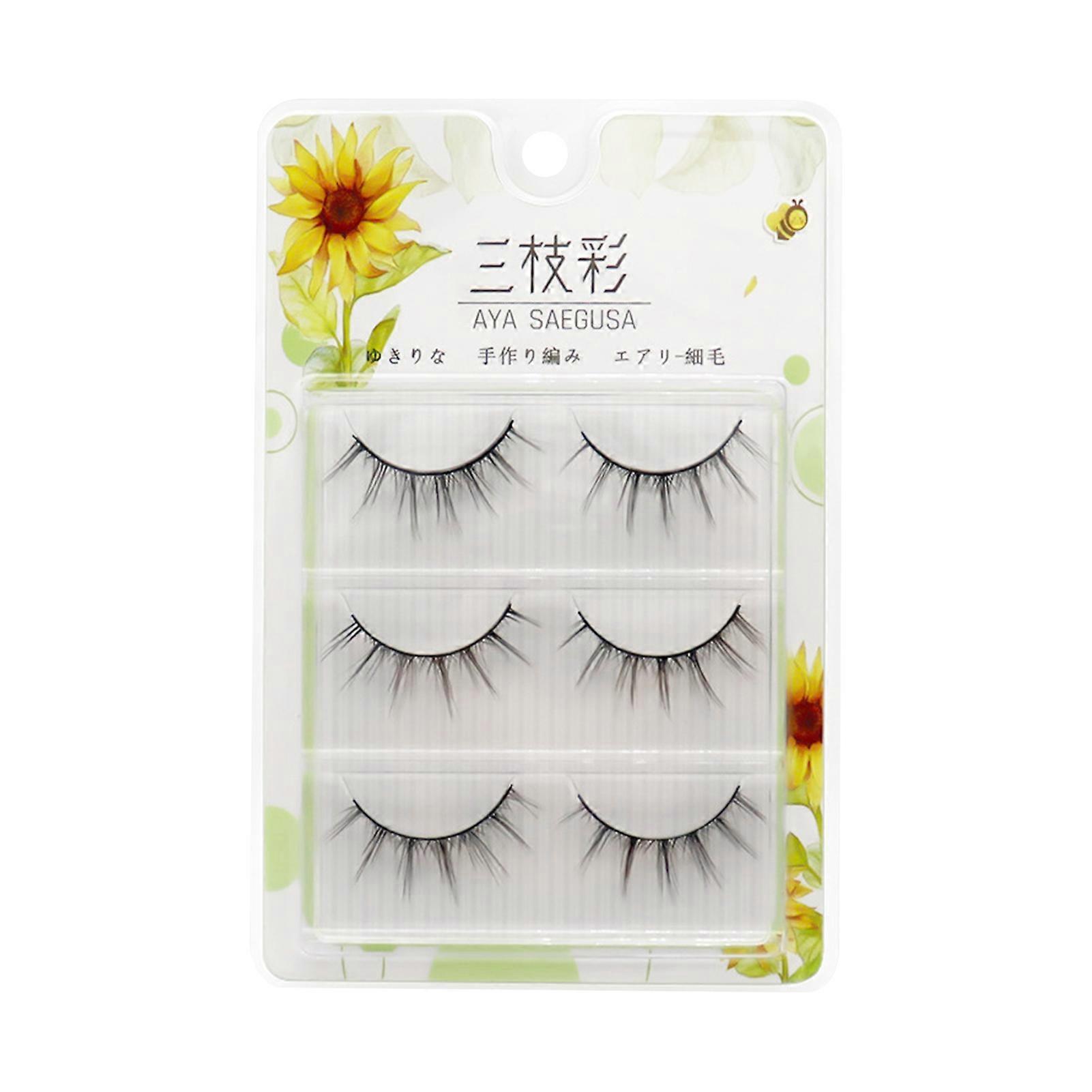 3Pairs False Eyelashes Easy to Use Clustered Fiber Cross Makeup Extensions Eye Lashes for Novice QinHai