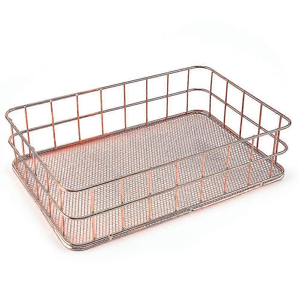 Desktop Metal Storage Basket, Wrought Iron Storage Box Grid Storage Tray High Quality