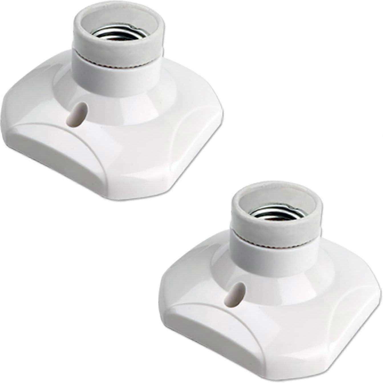 2 Pack AC 230V Indoor Wall Lamp Ceiling Lamp Screw Socket E27 LED Bulb Holder Plastic Base Garage Workshop Ceiling Base