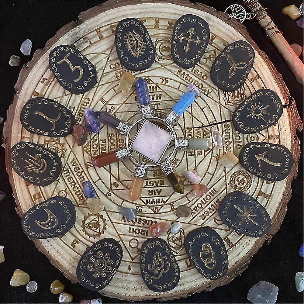 Wooden Witches Runes Set Of 13, Engraved Gypsy Symbol For Meditation ...
