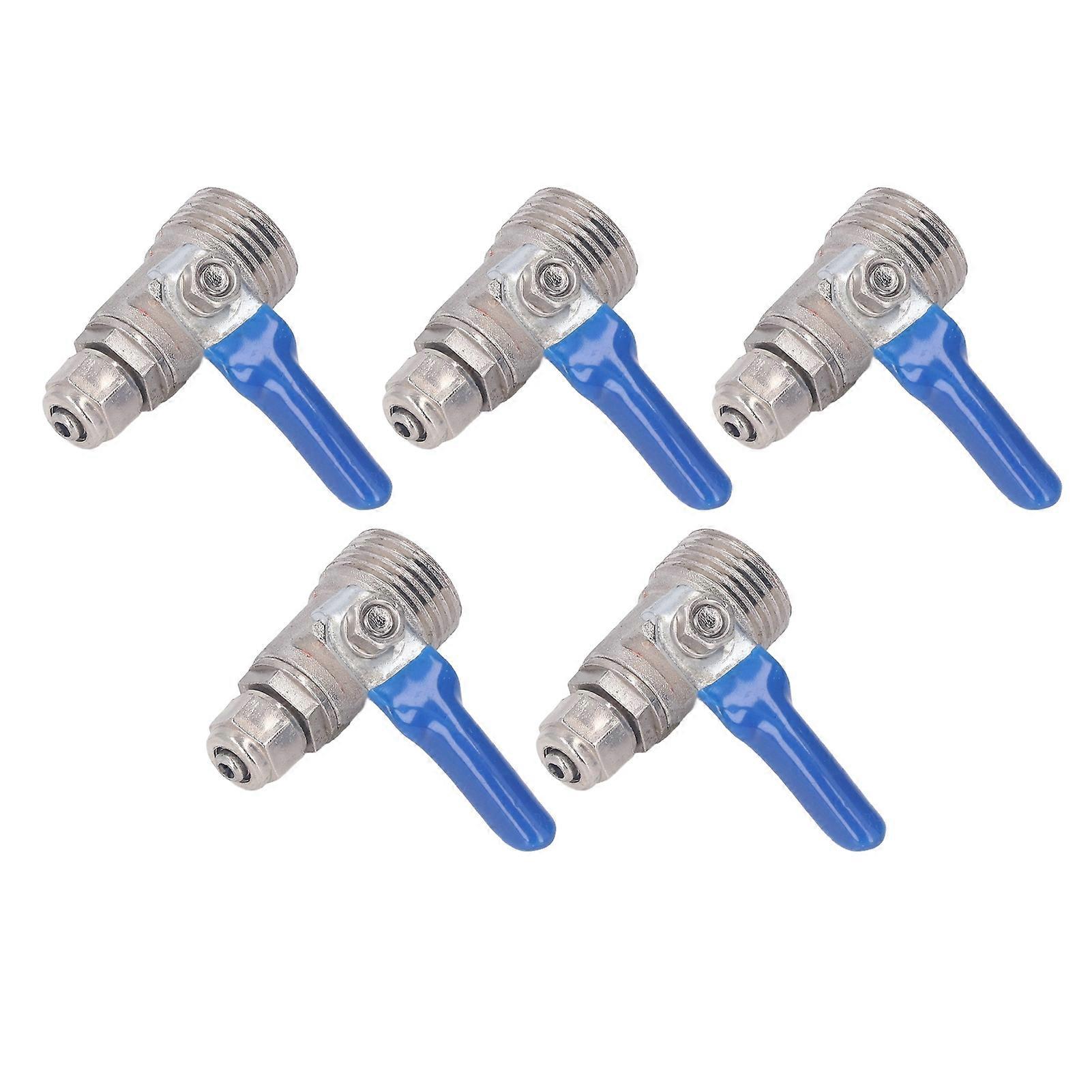 Ball Valve,5Pcs Zinc Alloy Quick Operation 4/5in Male Thread to 1/4in Water Valve for Water Purifier Refrigerators