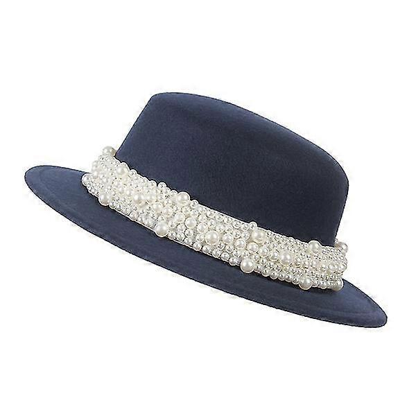 Vinterfilt Fedoras til flad top perle indretning bred sort