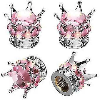 4pcs/set Bling Tire Valve Stem Caps, strass artesanal puro Universal Crown Car Wheel Tire Valve Para carro, bicicleta, motocicleta